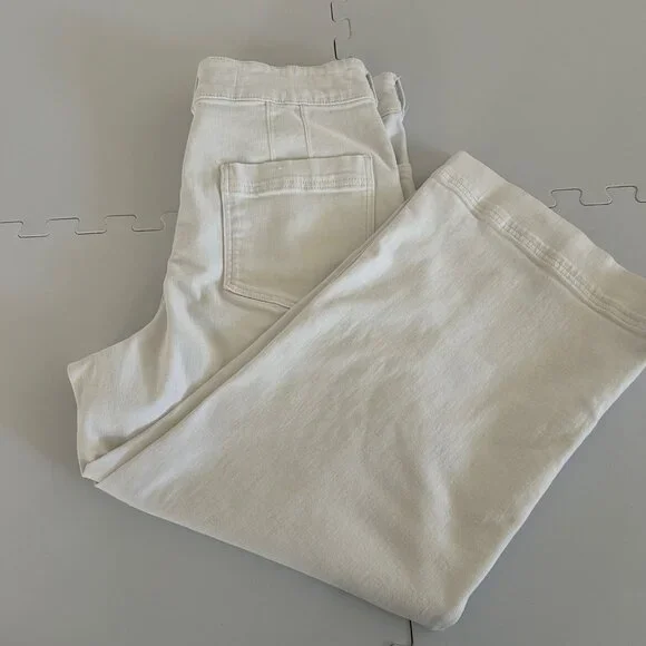 Anthropologie Pilcro Wide Leg Pants Women's White Denim Patch Panel High Rise 32 - Picture 4 of 10